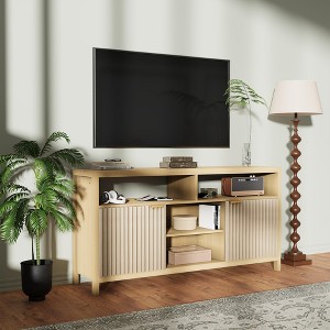Modern Fluted TV Stand for 50-65 Inch TV, Farmhouse Entertainment Center with Storage and Open Shelves, for Living Room, Bedroom - 1 of 4