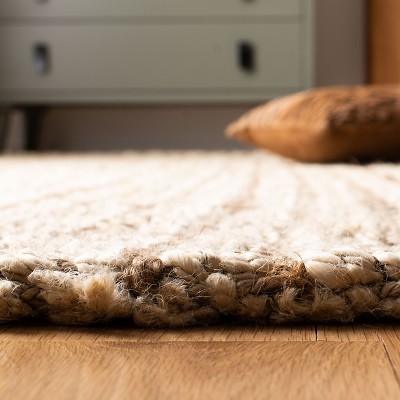 Ivory and Natural Hand-Knotted Jute Runner Rug, 2'3" x 8'