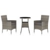 vidaXL 3 Piece Patio Bistro Set with Cushions Gray Poly Rattan - 2 of 4