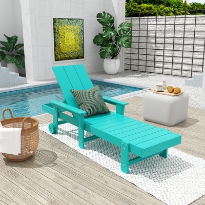 WestinTrends Ashore Modern Reclining Chaise Lounge With Arms & Wheels