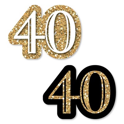 Big Dot of Happiness Adult 40th Birthday - Gold - DIY Shaped Birthday Party Cut-Outs - 24 Count