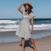 Women's Pure Cotton Swimsuit Cover-Up Midi Dress with Deep V-Neck and Elastic Waist - Cupshe - 2 of 4