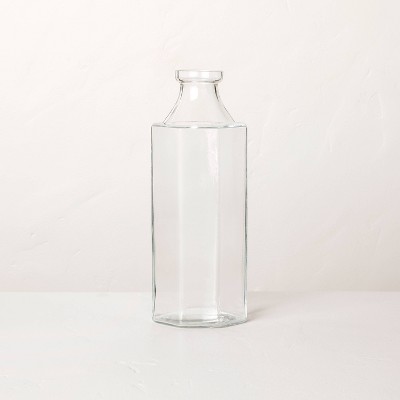 Large Octagonal Clear Glass Bottle Vase - Hearth & Hand™ with Magnolia