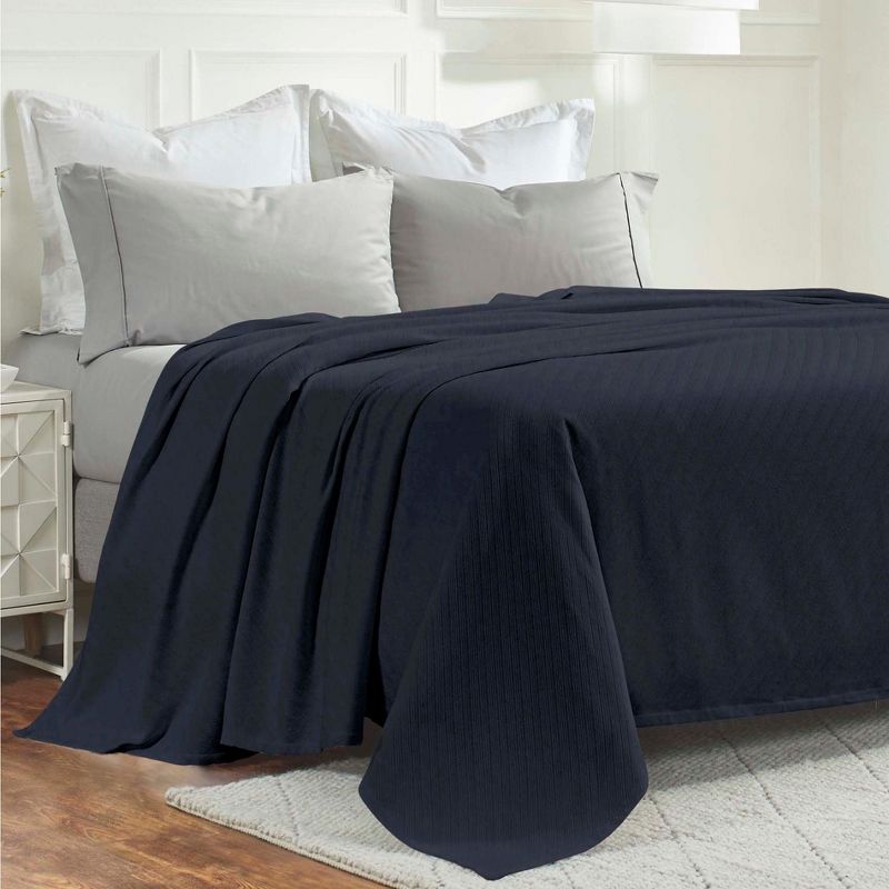 Modern Cotton Textured Striped Lightweight Woven Blanket by Blue Nile Mills, 5 of 11
