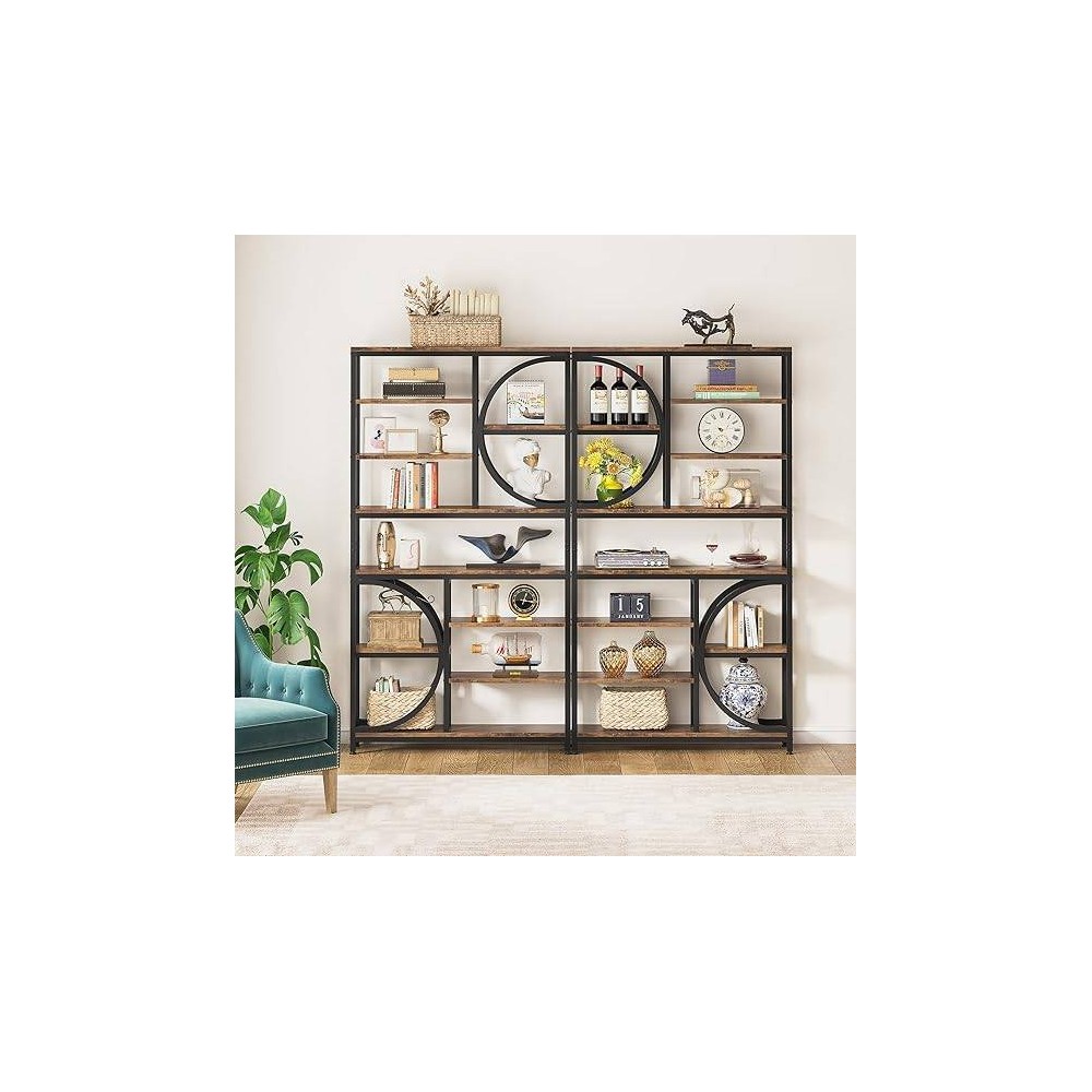 Photos - Garden & Outdoor Decoration LITTLE TREE 76.77" Tall 8 Tier Etagere Bookcase with Open Shelf Brown