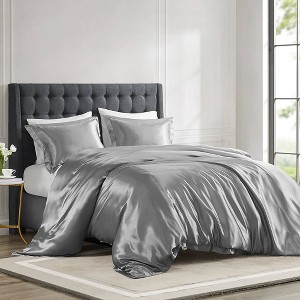 Madison Park Satin Luxury Wrinkle Free Cozy Soft Elegant Comforter Set - 1 of 4
