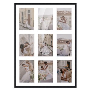 PosterPalooza | Black Finish Collage Frame - White Mat, 20 Frame Sizes to Choose From, UV Acrylic - 1 of 4