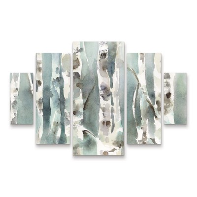 Trademark Fine Art Katrina Pete Winter Birches v2 5 Piece Panel Set Art