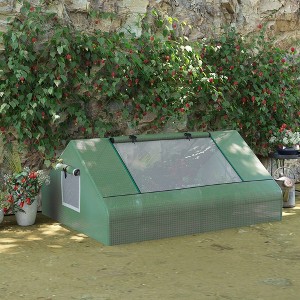CAVINAS 6'x 3' Galvanized Raised Garden Bed with Mini PVC Greenhouse Cover Garden Sheds with Roll-Up Windows - 1 of 4