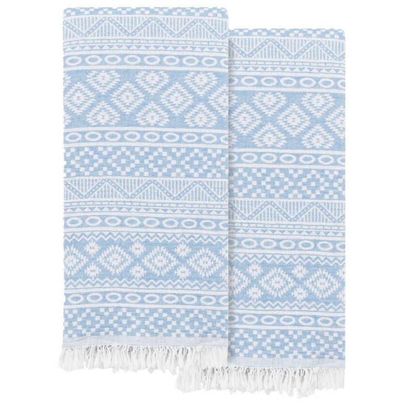 2pc Turkish Cotton Sea Breeze Pestemal Beach Towel Sky Blue - Linum Home Textiles, 6 of 7