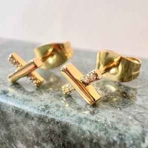 Mini Crystal X Studs in Gold, Rose Gold, Silver - Honeycat - 1 of 4