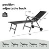 Syemin Pool Lounge Chairs with Wheels, 2PCS Comfortable Patio Lounge Chair , Outdoor Chaise Lounge, Adjustable Armrest, Black 74.8"*29.9"*28.7" - 3 of 4