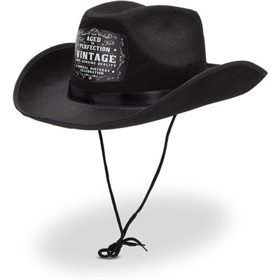 Zodaca Black Western Party Cowboy Hat for Men and Women, Aged to Perfection (Adult Size)