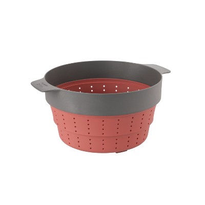 BergHOFF Leo 10" Silicone 2-in-1 Steamer and Strainer, Pink & Grey