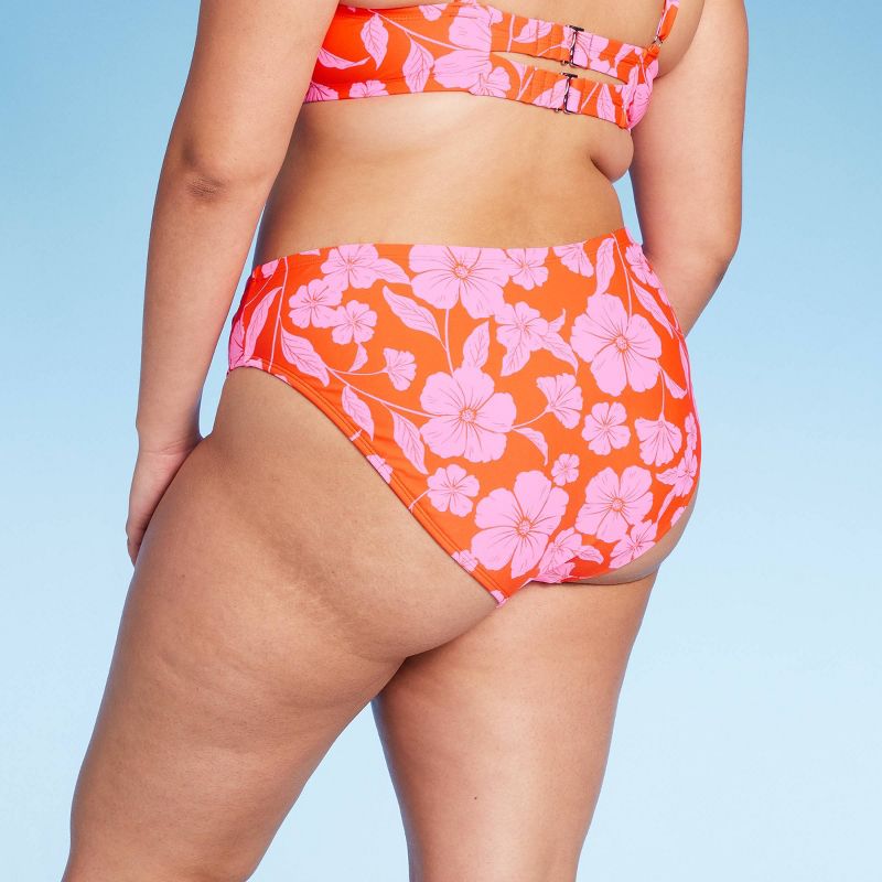 Women's Low-Rise Hipster Bikini Bottom - Wild Fable™ Orange/Pink Tropical Print, 2 of 9