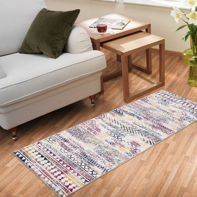 Area Rug Washable Geometric Rugs for Living Room Non-Slip Stain Resistant Floor Carpet Farmhouse Foldable Indoor Rugs