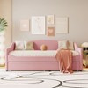 NicBex Twin Size Day Bed with Trundle Upholstered Day Bed Frame Twin, Sleeper Sofa with Waved Arms for Apartment - 3 of 4