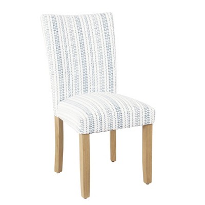 Set of 2 High Parsons Side Chair in Blue Geometric Faux Leather
