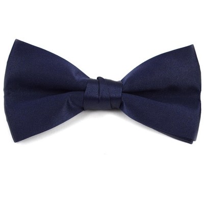 Thedappertie Young Boy's Navy Blue Solid Color Pre-tied Clip On Bow Tie ...
