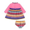 Mixed Up Clothing Baby Long Sleeve Ruffle Trim Dress and Bloomer Set - Pink Multicolor Stripe - 2 of 4