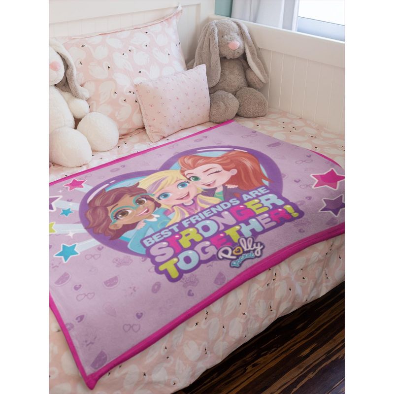 Polly Pocket Toys Best Friends Super Soft And Cuddly Plush Fleece Throw Blanket Purple, 2 of 4