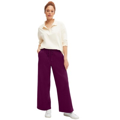 Ellos Women's Plus Size Ribbed Wide Leg Knit Pants - 10/12