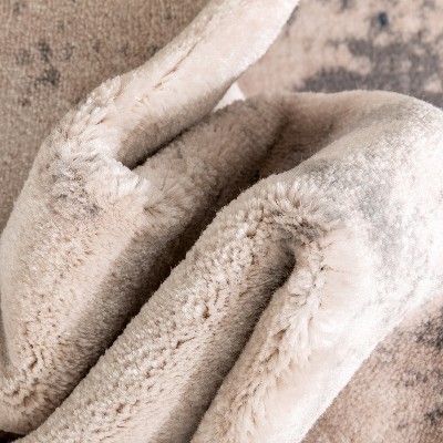 Reversible Rectangular Grey Blue Synthetic Area Rug 5' x 7'