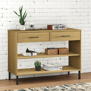 vidaXL Console Cabinet with Metal Legs Brown Solid Wood Pine OSLO - 1 of 4