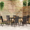 vidaXL Patio Dining Set Black Outdoor Furniture - 55.1" Table Length 6 Items - 2 of 4