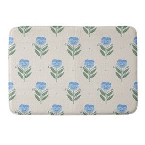 Deny Designs Agnes 91 Blue Pansy Floral Repeat Memory Foam Bath Mat - 1 of 4