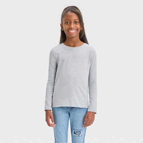 Girls' Long Sleeve T-shirt - Cat & Jack™ Gray Xxl : Target