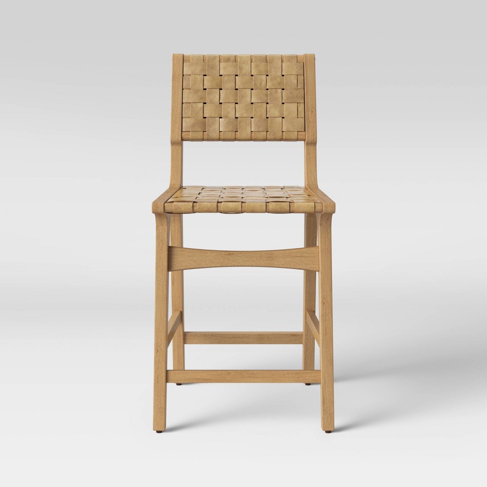 Photos - Chair 24" Ceylon Woven Counter Height Barstool with Footrest Natural - Threshold™
