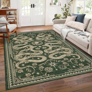 coucheta Multi-size Washable Area Rug for Living Room, Forest Snake Soft Low-Pile Non Slip Stain Resistant Thin Carpet, for Bedroom, Dining, Office - 1 of 4