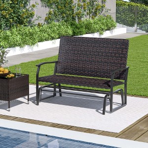 Costway 2-Person Outdoor Swing Glider Bench with Quick Dry Foam Seat & Heavy-Duty Metal Gliding Arms All Weather - 1 of 4