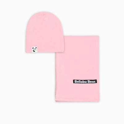 Bellabu Bear Baby Dusty Rose Bamboo Swaddle & Beanie Set