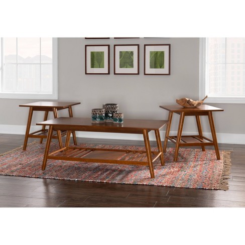3pc Charlotte Coffee Table And 2 End Tables Walnut Linon Target