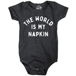 The World Is My Napkin Baby Bodysuit Funny Sarcastic Graphic Novelty Jumper For Infants - Crazy Dog Baby Bodysuit - 1 of 4