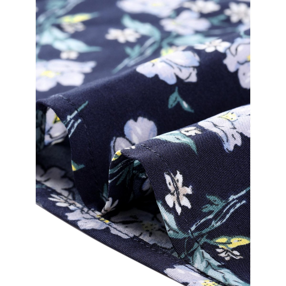Женские платья INSPIRE CHIC Women's V-Neck Ruffle Cap Sleeve A-Line Floral Chiffon Dress Medium Navy Blue — фото 5