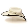 Western Express Natural Straw Western Bangora Hat with Black Trim and Leather Hat Band - 3 of 4