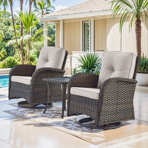 Gymojoy Outdoor Patio Wicker Swivel Chair Glider Chair Table with Removable Cushions - 1 of 4