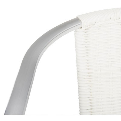 Chic White Transitional Wicker and Aluminum Arm Chair (Set of 2)