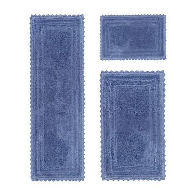 Lilly Crochet Collection 100% Cotton Tufted Reversible 3-Piece Bath Rug Set – Super Absorbent, Machine Washable Bathroom Mats with Crochet Pattern