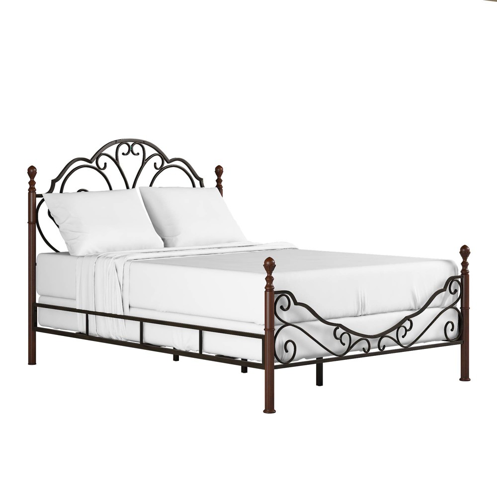 Photos - Bed Queen Reagan Graceful Scroll Bronze Iron  - Inspire Q: Classic Metal De