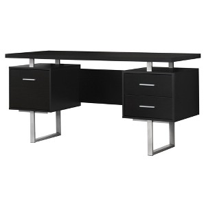 24" Black and Silver Computer Desk With Three Drawers - 1 of 4