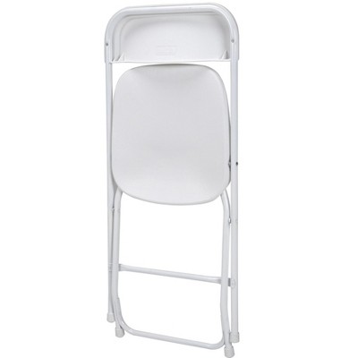 White Plastic Folding Chair Set with Steel Frame, 8-Pack