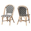 bali & pari Ambre Modern French Black and White Weaving Natural Rattan 2-Piece Bistro Chair Set - 2 of 4
