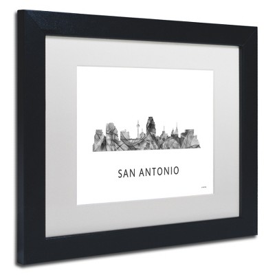 Trademark Fine Art -Marlene Watson 'San Antonio Texas Skyline WB-BW' Matted Framed Art