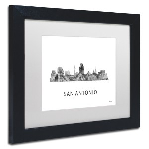 Trademark Fine Art -Marlene Watson 'San Antonio Texas Skyline WB-BW' Matted Framed Art - 1 of 4