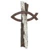 Dicksons Rustic Fish Cross Bar Brown 8 x 14 Resin Hanging Wall Cross - 2 of 2