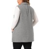 Agnes Orinda Women's Plus Size Houndstooth Sleeveless Notched Lapel Button with Pockets Suit Vests - 4 of 4